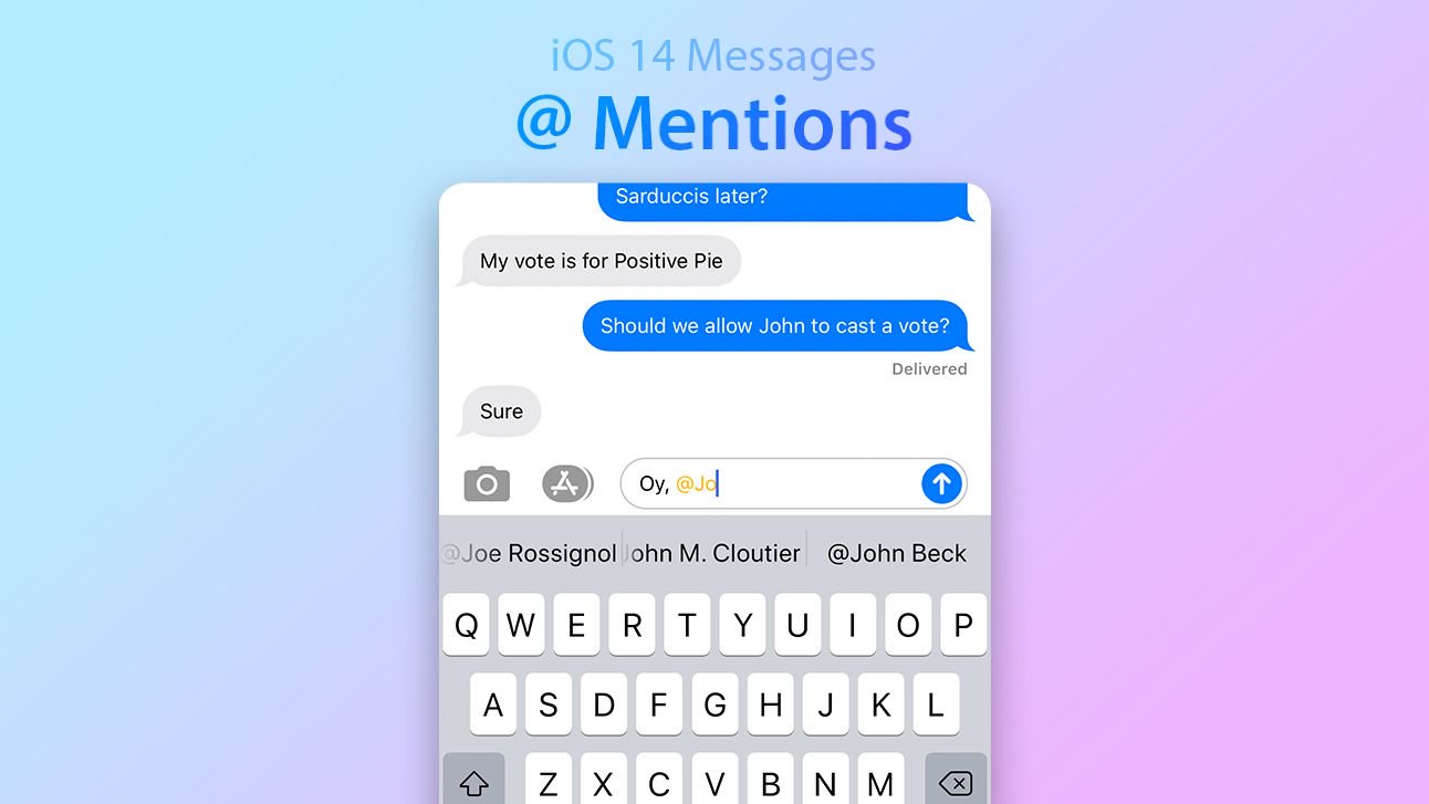 نمونه ای ازmentions در Messages در iOS 14