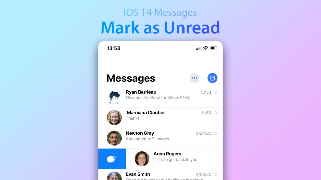 نمونه ای از مارک به عنوان خوانده نشده در پیام های iOS 14