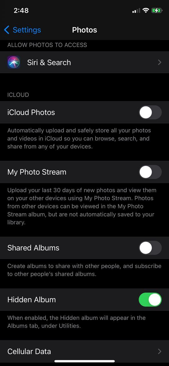 مخفی کردن عکس ها در iOS 14
